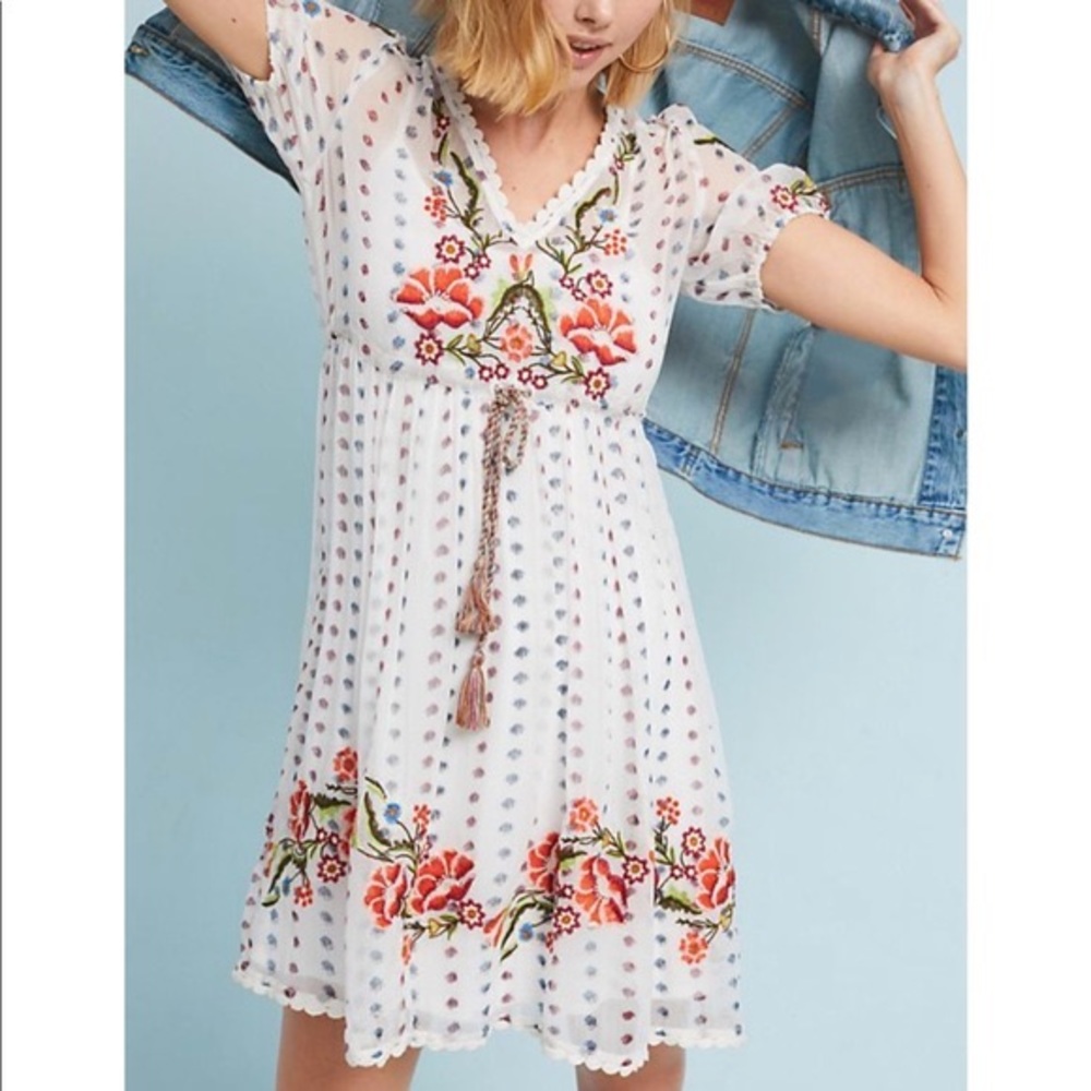 Anthropologie Embroidered Dress